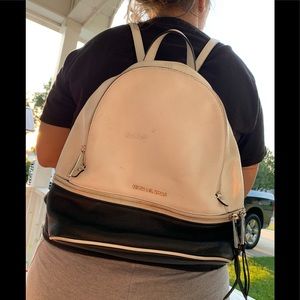 Michael Kors Cream and Black Backpack